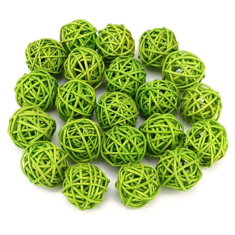 Pastoral Woven Rattan Balls Green Wicker Spheres For Christmas Party Home Shop Window Decoration Small Craft Ornaments