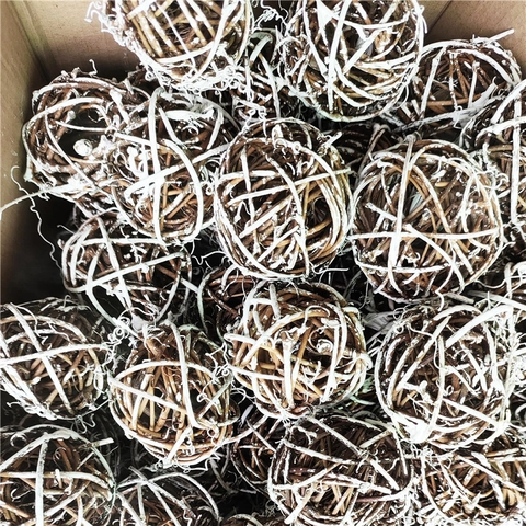 Sfere Decorative Intrecciate in Rattan Naturale Fiocco di Neve Lavato in Bianco Sfera di Vite Ornamenti per Albero di Natale Casa