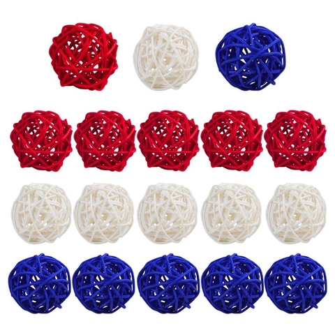 Decorazioni per il Giorno dell'Indipendenza Stelle e Palle in Carta Vimini Rosso Bianco Blu Decorazioni Appese per Casa