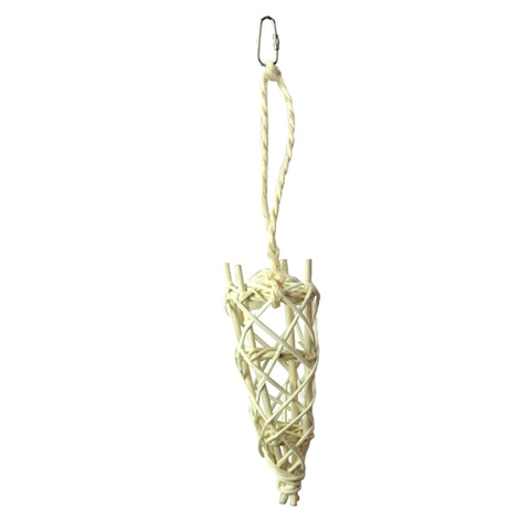 Giocattolo a Torre in Rattan Intrecciato a Mano per Uccelli Pappagalli Masticabile Cesto Sospeso per Piante Aeree Decorazione Casa