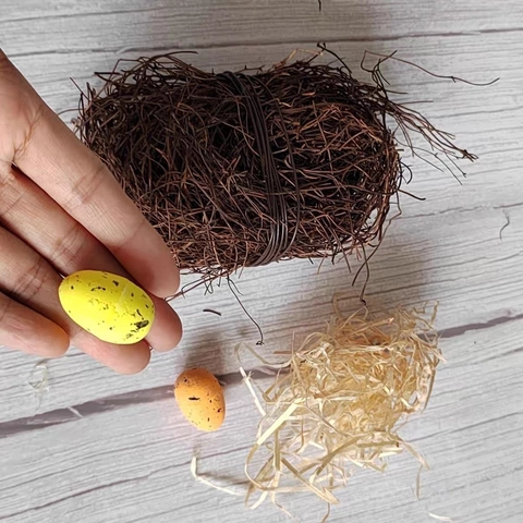 Handgefertigte DIY Rebe Vogelnest Simulation Vogeleier Set Waldstil Rustikaler Garten Haus Ostern Dekoration Ornament