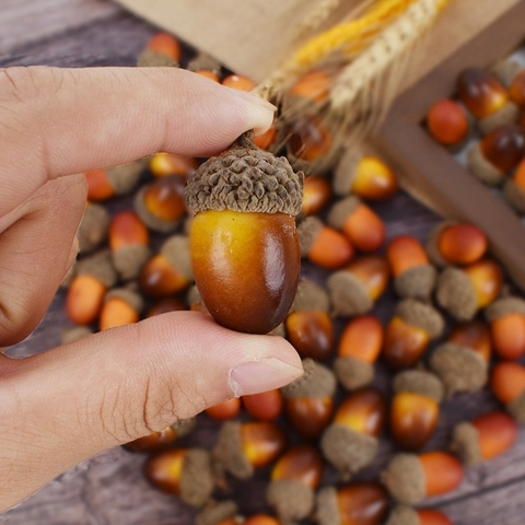Bellotas Artificiales Realistas Color Degradado Marrón Naranja Nueces Falsas para Navidad Halloween Guirnalda de Otoño Decoración de Mesa Hogar
