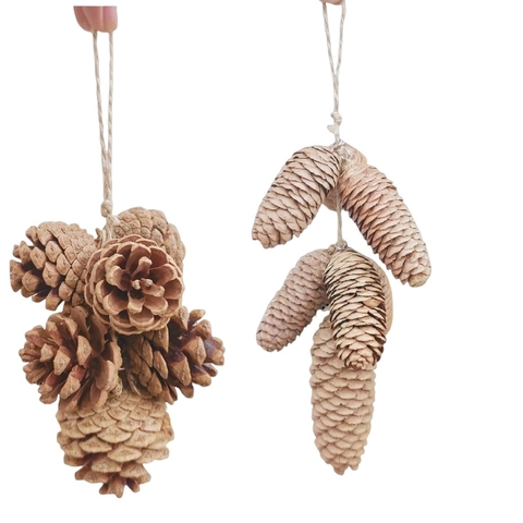 Natural Pine Cone Hanging Decoration Handmade Rustic Christmas Ornaments With Hemp Rope For Autumn Holiday Home Party Decor