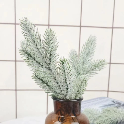 Artificial Christmas Cedar Pine Branches With Flocking Snow Effect PVC Winter Greenery For Home Decor Festive Party DIY Floral Arrangement