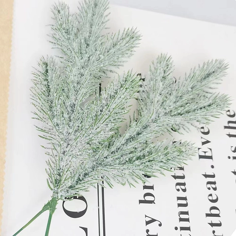 Artificial Christmas Cedar Pine Branches With Flocking Snow Effect PVC Winter Greenery For Home Decor Festive Party DIY Floral Arrangement