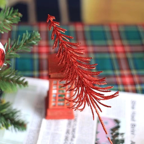 Decoración de Árbol de Navidad Piña Artificial con Purpurina Ramas de Pino Brillantes para Fiestas Hogar Escaparate