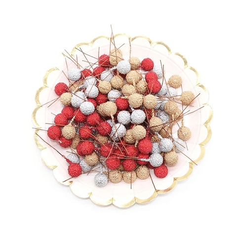 Künstliche Frosted Beeren Zweige Glitzer Schaumstoff Frucht Für Weihnachts Kranz Blumenarrangement Haus Feiertag Party Deko
