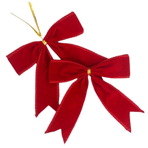 Red Velvet Christmas Bows With Gold Twist Ties For Christmas Tree Ornaments Wreath DIY Gift Wrapping Holiday Party Decoration