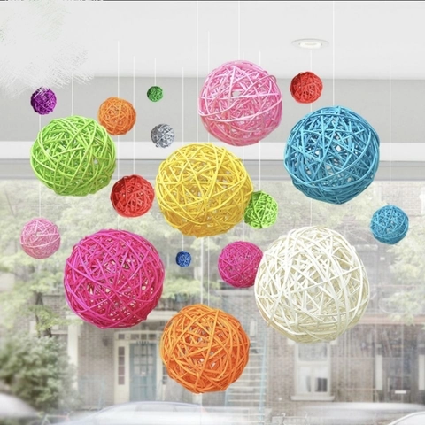 Palla Decorativa in Rattan Intrecciata a Mano Ornamento Appeso Per Decorazione Soffitto Festa Matrimonio Sfera in Vimini