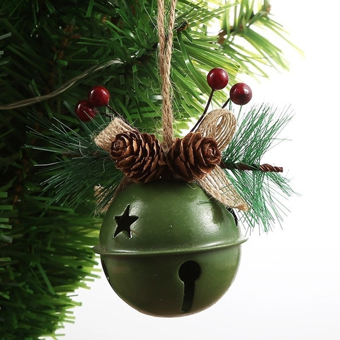 Tradizionale Campanella di Natale in Ferro da Appendere Con Pigne Bacche Fiocco di Juta per Albero di Natale Casa Festa Decorazione