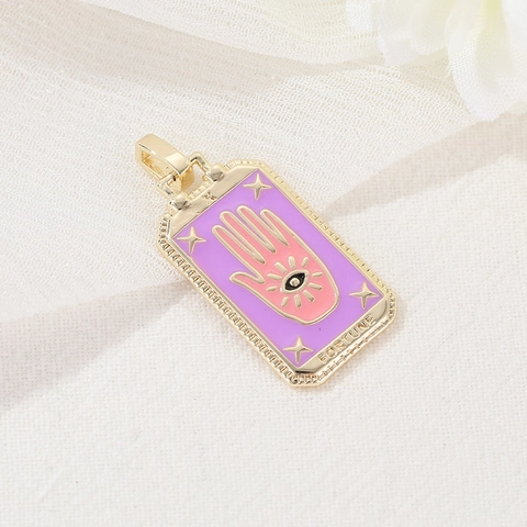 Tarot Card Pendant Necklace Gold Plated Copper Enamel Charm Hip Hop Street Style Sun Moon Star Fortune World Jewelry Gift
