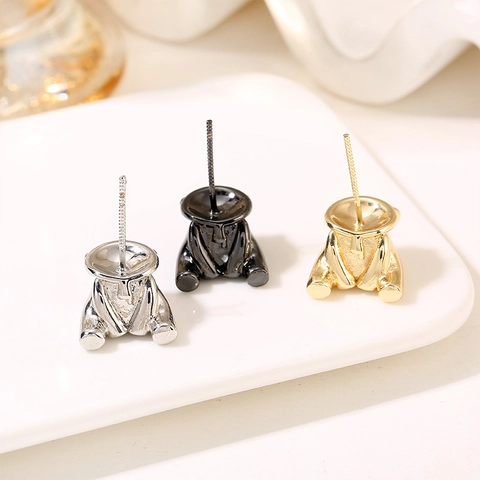 Composants de Bijoux DIY Style Baroque en Cuivre Plaqué Or Base d'Ours et Ailes pour Fabrication de Boucles d'Oreilles et Colliers