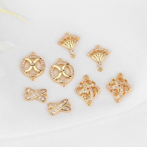 Copper Zirconia DIY Jewelry Making Connector Findings Hollow Fan Moon Star Geometric Pendants For Necklace Bracelet Earring Women Jewelry Accessories