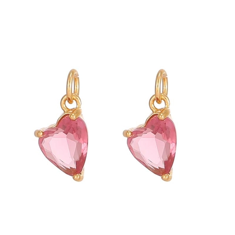 Copper Zircon Pendant Minimalist Geometric Heart Pink Purple Zirconia Charm DIY Jewelry Accessories For Women Gift