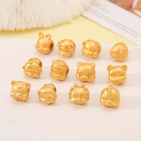 Charms Signe Du Zodiaque Chinois Animaux Constellation Cuivre Plaqué Or Perles DIY Création De Bijoux Style Or Ancien