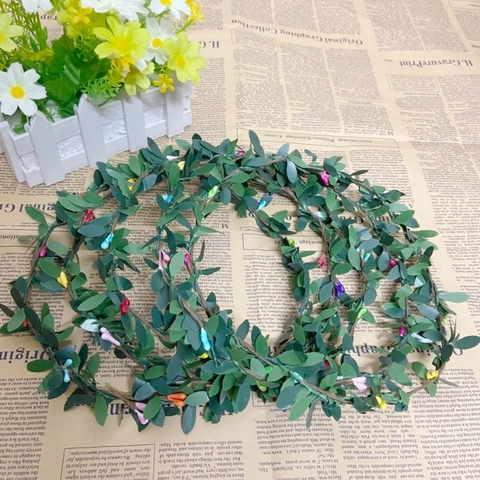 Bandeau Guirlande de Feuilles Vertes Artificielles Style Forêt Couronne de Fleurs Avec Perles Colorées pour Femmes Enfants Fête