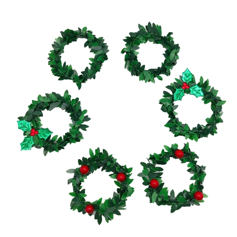 Servilletero de Guirnalda de Hojas Verdes de Navidad Artificial Decoración de Mesa de Vid de PVC Con Bayas Rojas para Fiestas en Casa
