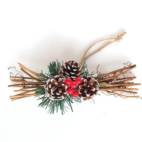Decorazione Natalizia Rustica Con Pigne Bacche Rosse Con Rami Di Legno E Corda Di Iuta Per Albero Di Natale Decorazione Da Parete