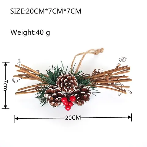 Decorazione Natalizia Rustica Con Pigne Bacche Rosse Con Rami Di Legno E Corda Di Iuta Per Albero Di Natale Decorazione Da Parete