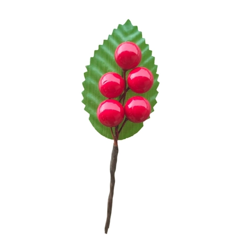 Künstliche Rote Beeren-Picks Für Weihnachtskuchen-Dekoration Wald-Stil Grüne Blätter 5 Beeren-Picks Festliche Ornamente Geschenk-Deko