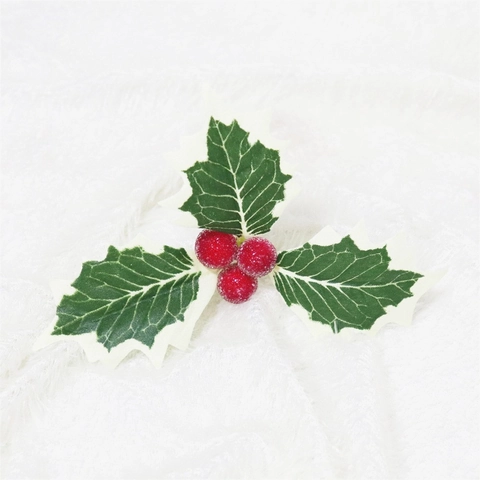 Künstliche Weihnachtsstechpalmenblätter Mit Schaumstoffbeeren DIY Ornamente Für Weihnachtsbaumkranz Geschenkbox Dekoration