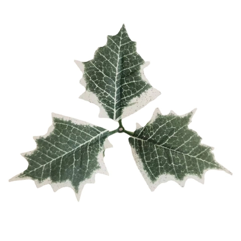 Artificial Christmas Holly Leaves Silk Screen Printed Three-Pronged Green Leaf Accessory For Festive DIY Garland Home Decor