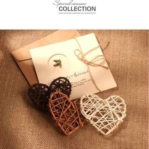 Ornamenti di Midollino Naturale Fatti a Mano a Forma di Cuore Stella Palla per Scena Fotografica Decorazione Casa Festa Nozze