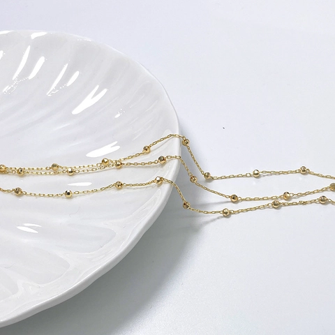 14K Gold Plated Copper Satellite Chain Metal Bead Splicing O Chain For DIY Necklace Bracelet Jewelry Making Accessories