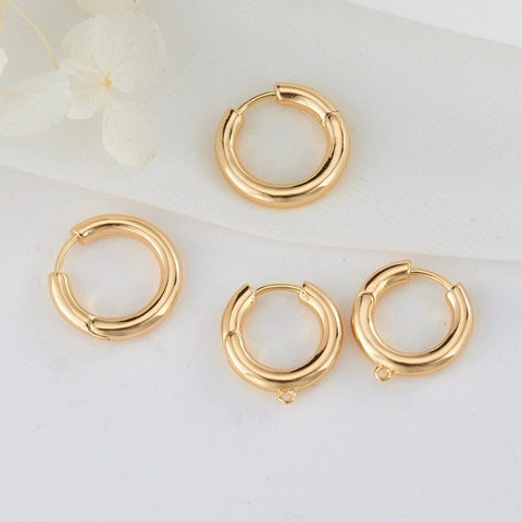 Minimalisti Orecchini a Cerchio Rotondi in Rame Placcati Oro 14K per Donna Componenti per Creazione Gioielli DIY