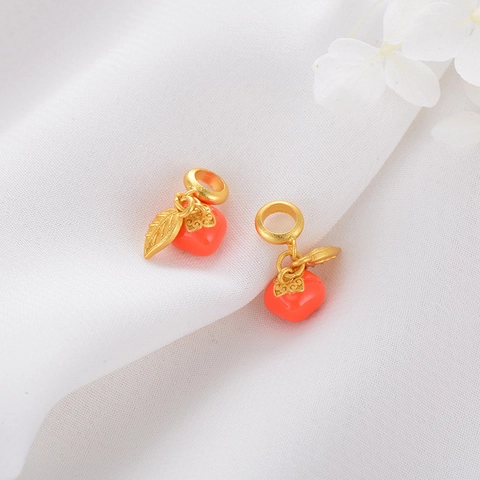 Gold Plated Copper Persimmon Gourd Pendant For DIY Bracelet Necklace Enamel Chinese Style Jewelry Making Parts Jewelry Accessory