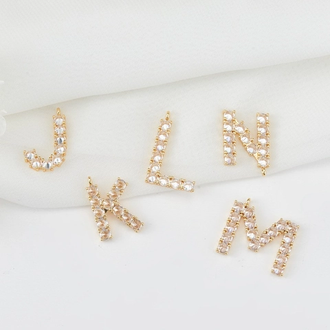 Initial Alphabet Hanger Charms Koper Goud Verguld Strass Ingelegd Letter Voor DIY Ketting Armband Sieraden Maken Benodigdheden