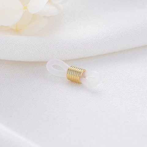 DIY Eyeglass Chain Ends Silicone Anti-Slip Connector Gold Plated Brass Loop Eyewear Chain Accessories For Jewelry Making