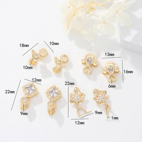 DIY Jewelry Findings Copper 14K Gold Plated Zirconia Inlaid Heart Square Pearl Pendant Necklace Clasps Accessories