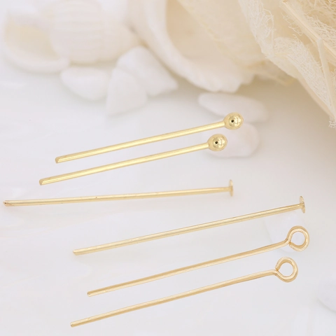 Gold Plated Copper Jewelry Pins DIY Jewelry Making Findings Eye Pins Ball Head Pins T Pins For Beading Handcraft Minimalist Accessories