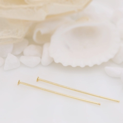 Componenti per Gioielli in Rame Placcato Oro 14K Perni a Occhiello Perni a Sfera Perni a Testa Piatta per Creazione Gioielli