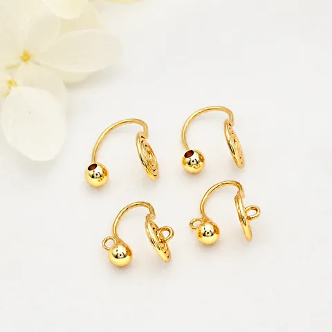Clip per Orecchie in Ottone Placcato Oro 14K Design a Spirale Senza Fori Componenti per Orecchini Fai da Te Gioielli
