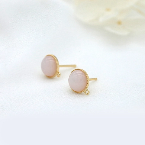 14K Gold Plated Brass Glass Opal Stud Earrings With 925 Sterling Silver Post DIY Jewelry Findings Earring Components For Women