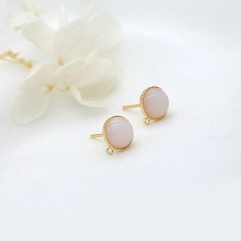 14K Gold Plated Brass Glass Opal Stud Earrings With 925 Sterling Silver Post DIY Jewelry Findings Earring Components For Women