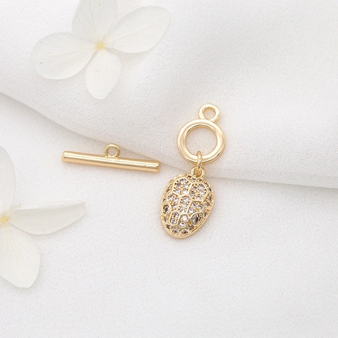 Koperen Kapittelsluiting Met 14K Vergulding Ingelegde Zirconia Slangenkop OT Gesp Sieraden Connector Voor Ketting Armband Maken