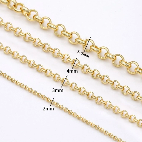 Minimalist Copper Rolo Chain 14K Gold Plated Diy Necklace Material Welded Cable Link Chain For Jewelry Making Accessories