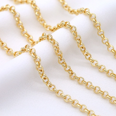 Minimalist Copper Rolo Chain 14K Gold Plated Diy Necklace Material Welded Cable Link Chain For Jewelry Making Accessories