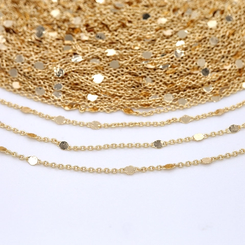 DIY Jewelry Accessories Copper 14K Gold Plated Round Disc O Chain Simple Tassel Fine Chain For Necklace Earrings Making