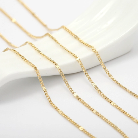 Cadena de Cobre Bañada en Oro 14K para Creación de Joyas DIY Pulseras Collares Accesorios Cadena de Eslabones Delicada
