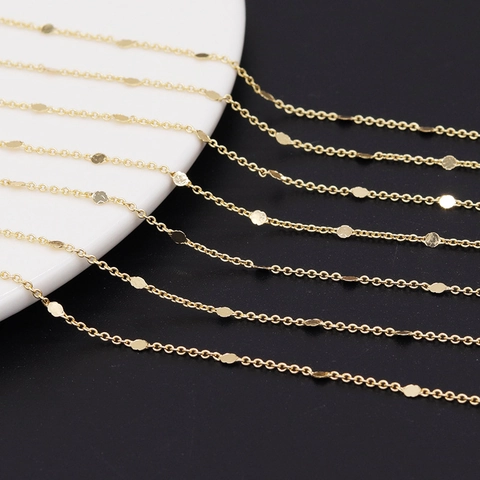 DIY Jewelry Accessories Copper 14K Gold Plated Round Disc O Chain Simple Tassel Fine Chain For Necklace Earrings Making