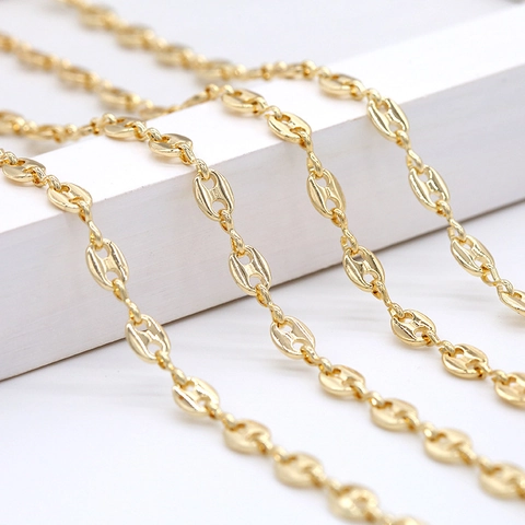 14K Gold Plated Copper Mariner Chain Pig Nose Link For DIY Necklace Bracelet Handmade Jewelry Making Craft Supplies