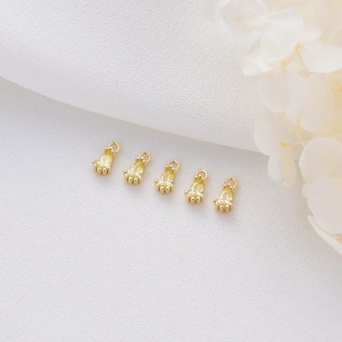 14K Gold Plated Copper Umbrella Teardrop Round Cross Charms For DIY Jewelry Making Bracelet Necklace Zirconia Inlaid