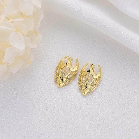 Colgante de Bricolaje de Circonia de Cobre Chapado en Oro de 14K Cabeza de León Estrella Máscara Accesorios para Joyería Mujer Collar Pendientes