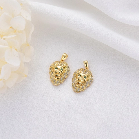Colgante de Bricolaje de Circonia de Cobre Chapado en Oro de 14K Cabeza de León Estrella Máscara Accesorios para Joyería Mujer Collar Pendientes