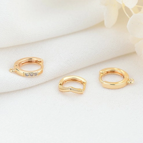 14K Gold Plated Brass Earring Buckle DIY Jewelry Findings Leverback Ear Clips With Rhinestone Minimalist Earring Components