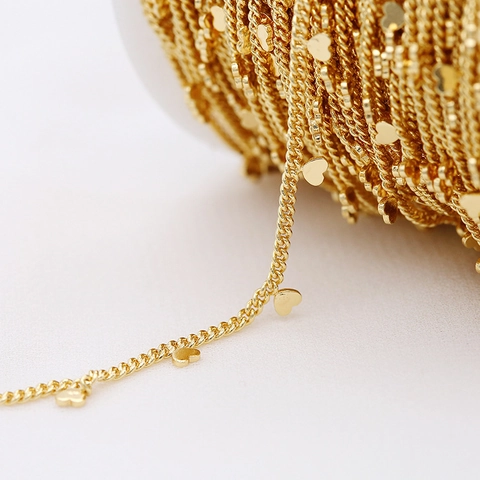 14k Gold Plated Copper Heart Pendant DIY Jewelry Chain For Handmade Necklace Bracelet Earring Making Jewelry Accessories